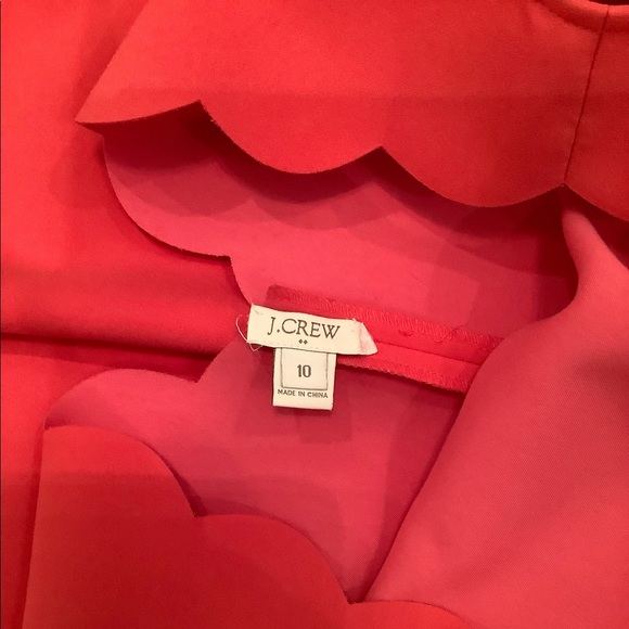Stunning Coral JCrew Scalloped Dress, Size 10 - Picture 7 of 8